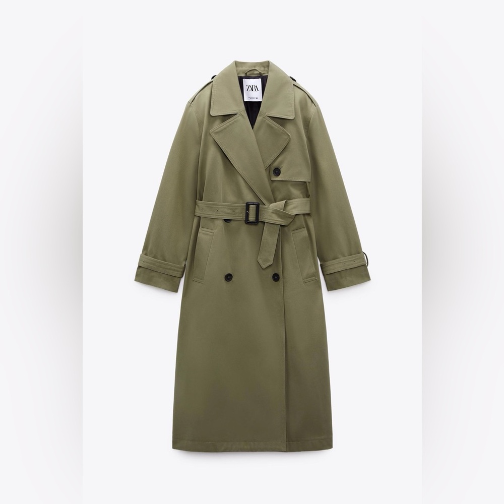 Zara Khaki Belted Trench Coat